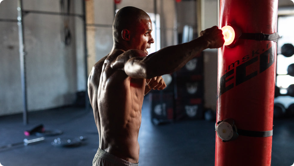 A boxer training by using BlazePod