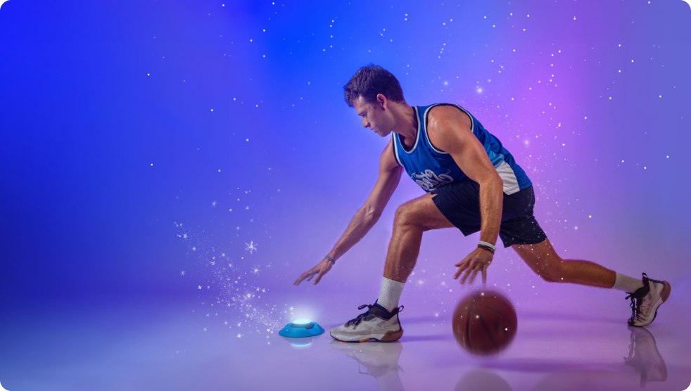 An athlete using a basketball and the Pods